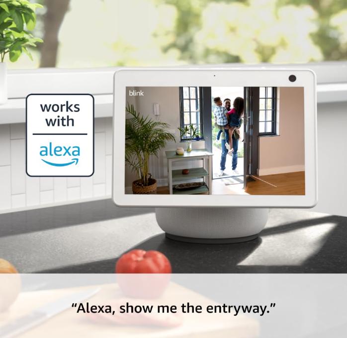 Blink Mini 2 - Home Security & Pet Camera with HD Video, Color Night View, Motion Detection, Two-Way Audio, and Built-In Spotlight - 1 Camera (White) Plug Mount