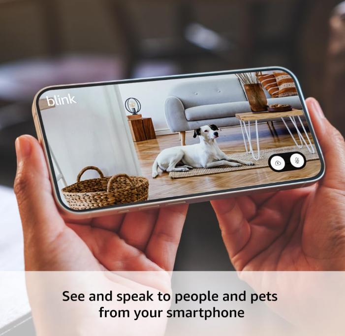 Blink Mini 2 - Home Security & Pet Camera with HD Video, Color Night View, Motion Detection, Two-Way Audio, and Built-In Spotlight - 1 Camera (White) Plug Mount